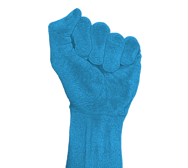 hand-raised-in-a-fist-standing-for-children-sticker-blue