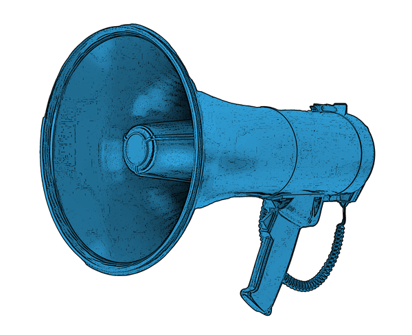 megaphone-advocacy-sticker-blue